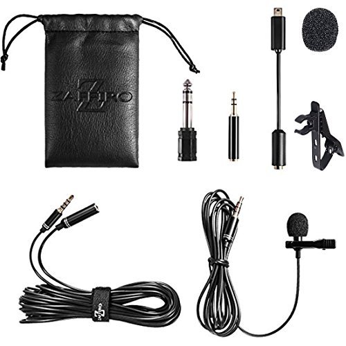 NEWHAODI Lavalier Lapel Microphone Kit - Clip-on Omnidirectional Condenser Lav Mic for iPhone, iPad, Go Pro, DSLR, Camcorder, Zoom/Tascam Recorder, PC, MacBook, Samsung Android, Smartphones