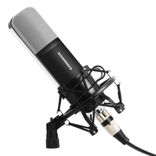 Professional Condenser Microphone, SOONHUA Music Studio MIC Podcast Recording Microphone Kit With Stand Shock Mount for PC Laptop Computer Broadcasting YouTube Vlogging Skype Chatting Gaming