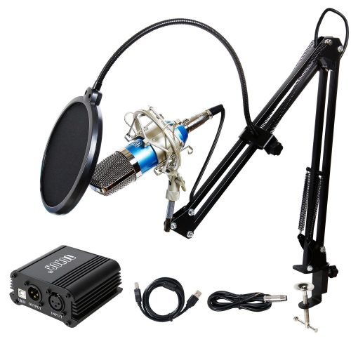 TONOR Pro Condenser Microphone XLR to 3.5mm Podcasting Studio Recording Condenser Microphone Kit Computer Mics with 48V Phantom Power Supply