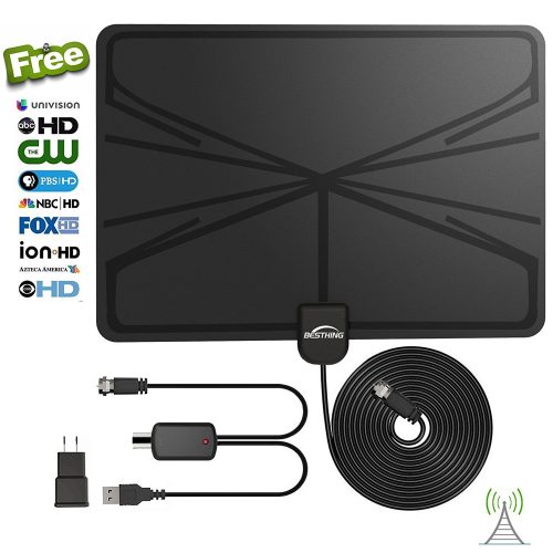 UPGRADED 2022 VERSION HDTV Antenna, BESTHING HD Digital Indoor TV Antenna, 50 Miles Long Range with Amplifier Signal Booster for 1080P 4K Free TV Channels, Amplified 13ft Coax Cable