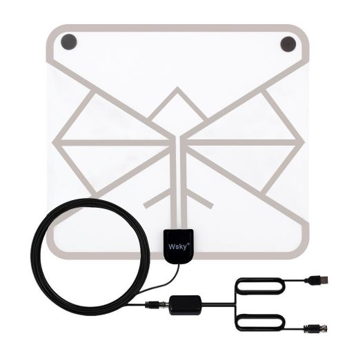 Wsky 60-100 Miles Transparent Digital HDTV Antenna - Best Hdtv Antenna Indoor - Upgraded Silver Paddle Extremely High Reception - Support 1080P 4K Super FUN and FREE for LIFE