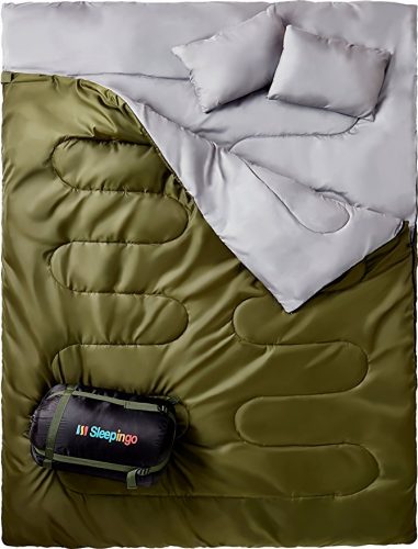 “Sleepingo Double Sleeping Bag For Backpacking, Camping, Or Hiking. Queen Size XL! Cold Weather 2 Person Waterproof Sleeping Bag For Adults Or Teens. Truck, Tent, Or Sleeping Pad, Lightweight” - Sleeping Bags