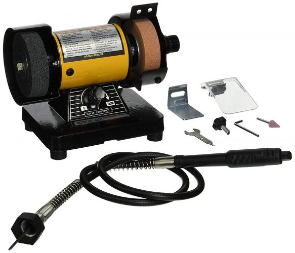 TruePower 199 Mini Multi Purpose Bench Grinder and Polisher with Flexible Shaft, Tool Rest and Safety Guard, 3-Inch