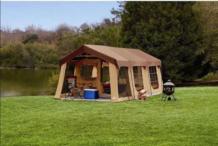  Large 10 Person Family Cabin Tent w/Front Porch, Room Divider and Rear Door. Great for Family, Guest, or Any Outdoor Sport Adventure Camping.