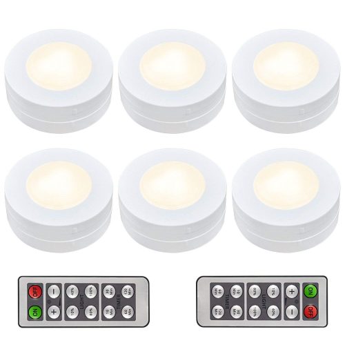 Arvidsson LED Under Cabinet Lighting, Wireless LED Puck Lights with Remote, Closet Light Battery Operated, Dimmable Under Counter Lights for Kitchen, Natural White - 6 Pack