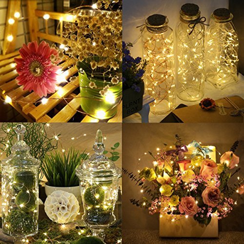 AMIR Solar Powered String Lights, 100 LED Copper Wire Lights, Starry String Lights, Indoor/ Outdoor Waterproof Solar Decoration Lights for Gardens, Home, Dancing, Party Decorative Ornaments (Warm White)