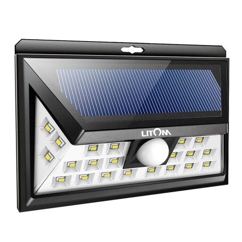 Litom Solar Lights Outdoor, Wireless 24 LED Motion Sensor Solar Lights with Wide Lighting Area, Easy Install Waterproof Security Lights for Front Door, Back Yard, Driveway, Garage