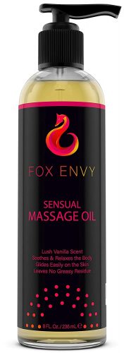 Massage Oil for Women and Men - Vanilla Scented With Coconut & Jojoba Oils - Enhances Stimulation for the Body & Muscles Fox Envy