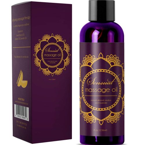 Sensual Massage Oil Pure Lavender Oil - Relaxing Almond & Jojoba Oil - Women & Men – 100% Natural Hypoallergenic Skin Therapy