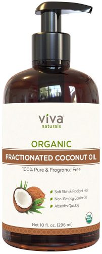 Viva Naturals Fractionated Coconut Oil - Organic Massage Oil, Perfect Carrier for Essential Oils 