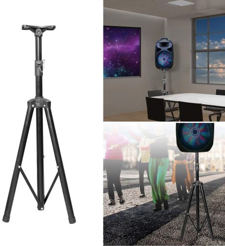 GPCT [Universal] Speaker [Corrosion Resistant] Adjustable Tripod Stand. [Heavy Duty] Holds Up To 60KG/132LBS. Easy Storage [Non-Slip] 4 Different Heights DJ PA Speaker Stand. [BLACK] - Speaker Stands