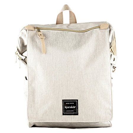 Kjarakär Backpack Best Gift for Women, Girls. Commuter Bag, School & Laptop Book bag, Laptop Bag, Great Diaper Bag Too! TSA Friendly | Waterproof (Light Grey)