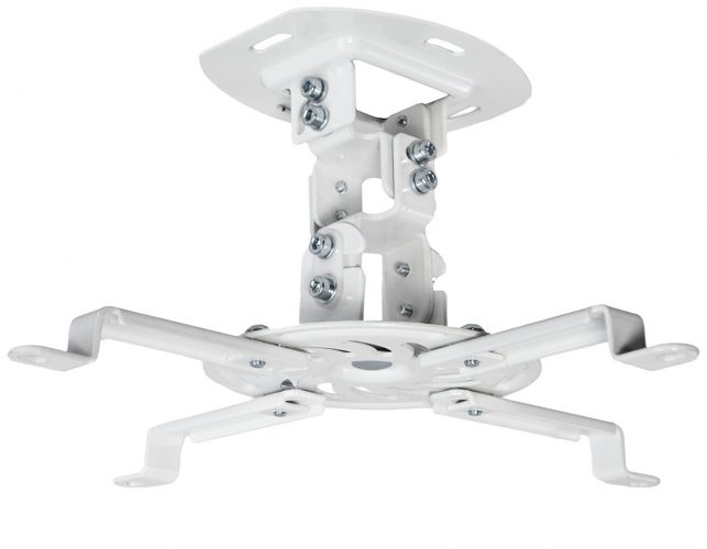 VIVO Universal Adjustable White Ceiling Projector / Projection Mount Extending Arms Mounting Bracket (MOUNT-VP01W)