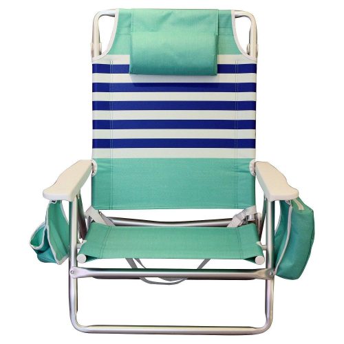 Nautica Reclining Portable Beach Chair with Insulated Cooler