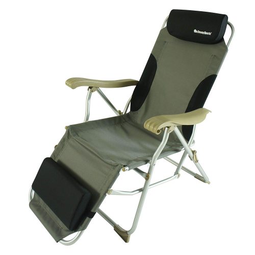 OnwaySports Aluminum Frame Reclining Chair with Headrest and Footrest Lightweight Foldable Portable for Camping