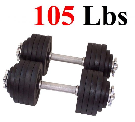 One Pair of Adjustable Dumbbells Cast Iron Total 105 Lbs (2 X 52.5 Lbs) by Unipack