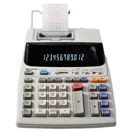 Sharp EL-1801V Portable 12-Digit 2-Color Compact Printing Calculator