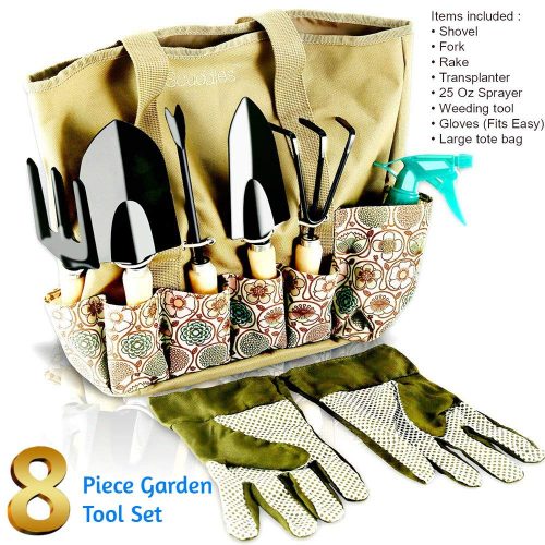 Scuddles - Garden Tools Set - 8 Piece Gardening tools With Storage Organizer