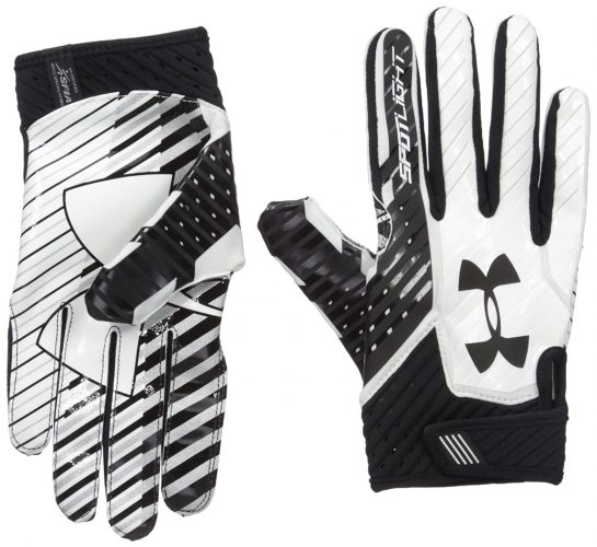 Under Armour Men's Spotlight Football Gloves,Black (001)/Black, Large