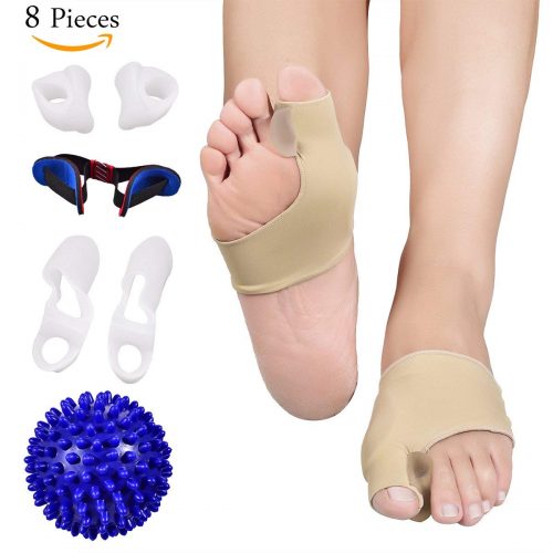 Bunion Corrector and Bunion Care Kit for Tailors Bunion, Hallux Valgus, Big Toe Joint, Hammer Toe, Toe Separators Spacers Straighteners Splint with Foot Massage Ball