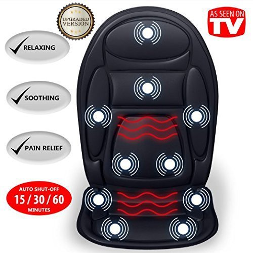 Gideon Vibrating Seat Cushion Back Massager for Body, Shoulder and Thighs + Heat Therapy/Electric Body Massage for Chair;Sooth, Relax and Relieve Back Pain, Thigh and Shoulder [UPGRADED]