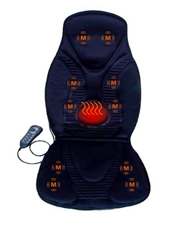 FIVE S FS8812 10-Motor Vibration Massage Seat Cushion with Heat - Neck - Shoulder - Back & Thigh Massager with Heat (Black)