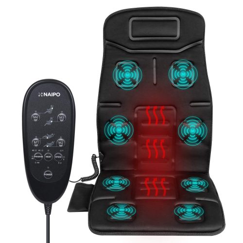 Naipo Back Massager Massage Chair Vibrating Car Seat Cushion for Back, Neck, and Thigh with 8 Motor Vibrations 4 Modes 3 Speed Heating at Home Office Car (Thickened Type)