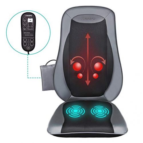 Naipo Back Massage Seat Cushion with Heat for Chair, Deep Kneading Rolling and Vibrating - Full Back Massager for Home Office Car Use