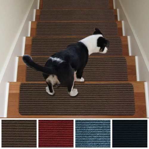 Stair Treads Non-Slip Carpet Indoor Set of 13 Brown Carpet Stair Tread Treads Stair Rugs Mats Rubber Backing (30 x 8 inch),(Brown, Set of 13)
