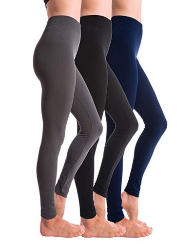 Homma 3-Pack Brushed Fleece Lined Thick Leggings by