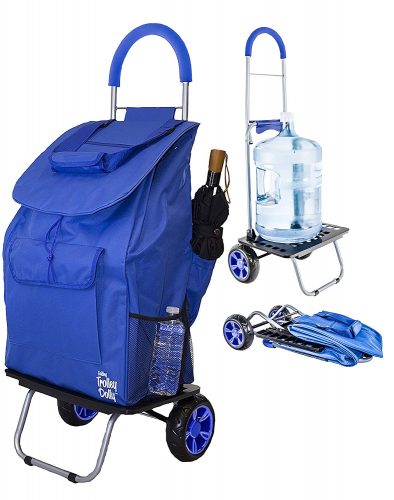 dbest products Bigger Trolley Dolly, Blue Shopping Grocery Foldable Cart