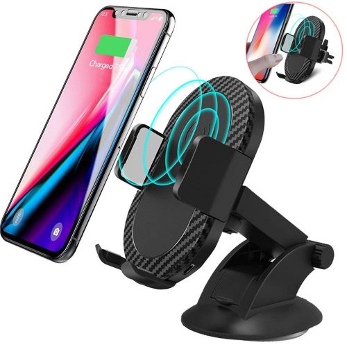Wireless Car Charger, AEDILYS 2 in 1 10W Fast Wireless Charger Air Vent & Bracket Phone Holder for iPhoneX/8/8 Plus, Samsung Galaxy S9/S9+/Note 8/S8/S8 Plus/S7/S6 Edge All Qi Enabled.