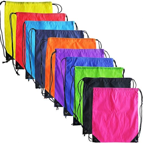 10 Colors Drawstring Backpack Bags Sack Pack Cinch Tote Kids Sport Storage Polyester Bag for Gym Traveling - Drawstring Bags
