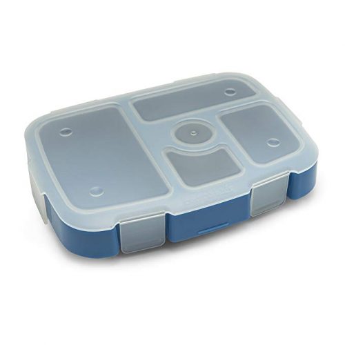 Bentgo Kids Tray (Blue) with Transparent Cover for At-Home Meals, Lunch Meal Prep, and More - Kid Lunch Boxes