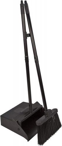 Carlisle 36141503 Duo-Pan Dustpan & Lobby Broom Combo, 3 Foot Overall Height, Black - dust pans