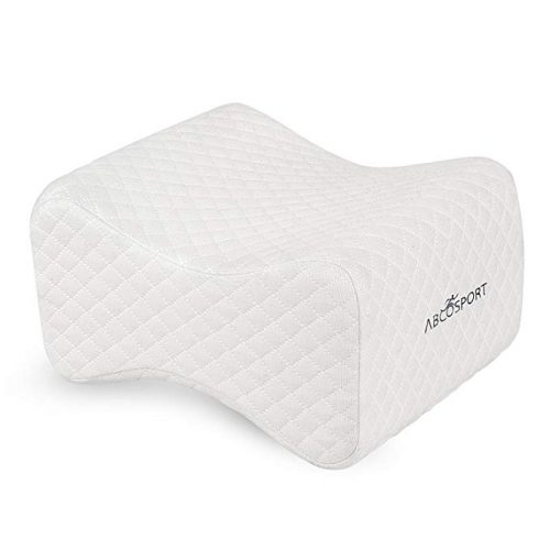 Knee Pillow - Ideal Choice for Hip, Back, Leg, Knee Pain, Side Sleepers, Pregnancy & Right Spine Alignment – Premium Comfortable Memory Foam Wedge Contour w Washable Cover & Storage Bag (White) - Knee Pillows
