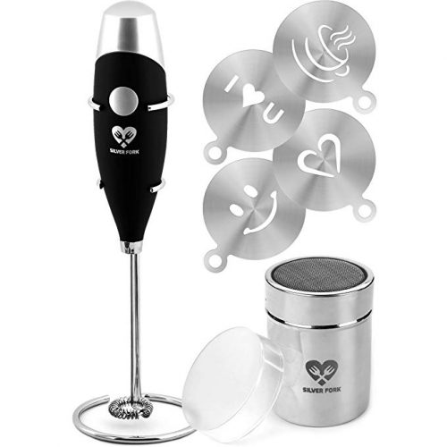 Milk Frother Coffee Art Set - Handheld Electric Portable Drink Mixer Battery Operated Foam Maker Wand  - Milk Frothers