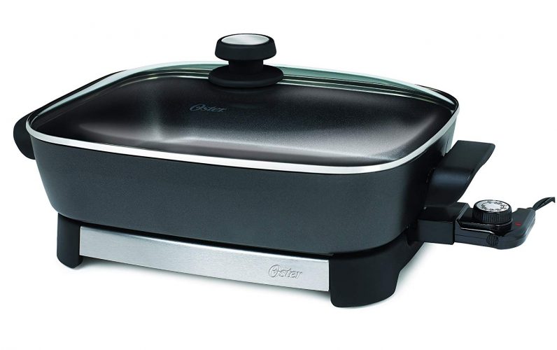 Oster Electric Skillet, 16 Inch, Black/Stainless Steel (CKSTSKFM05) - Electric Frying Pans