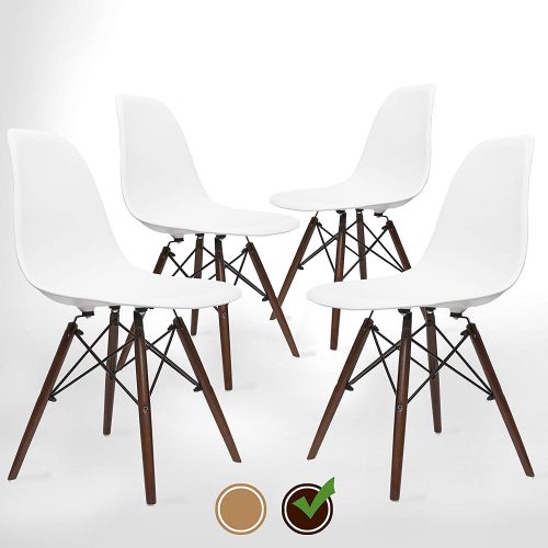 UrbanMod Mid Century Modern Style Chairs - Walnut (Set Of 4).‘Easy Assemble’ Modern Furniture With ErgoFlex ABS Plastic And ‘One Wipe Wonder’ Cleaning! Comfortable Dining Chairs Meets 5-Star Style - Comfortable Dining Chair