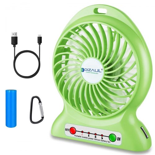 dizauL Portable Fan, 2600mAh Battery Operated and Flash light - portable desk fans