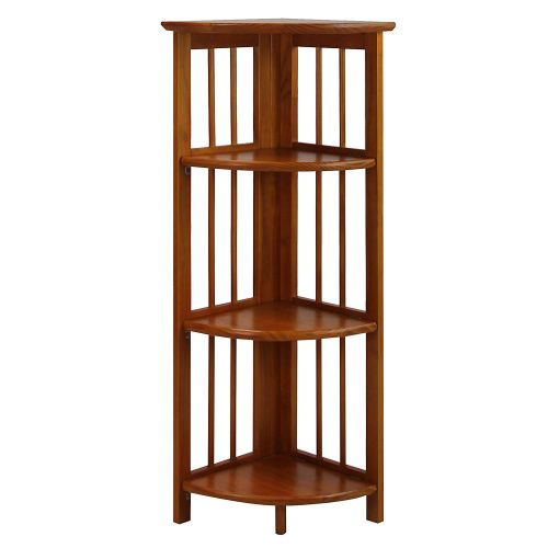 Casual Home 315-15 4-Shelf Corner Folding Bookcase, Honey Oak
