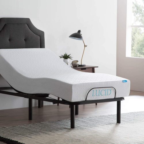 LUCID L100 Adjustable Bed Base - High-Quality Steel Frame - 5 Minute Assembly - Head and Foot Incline - Wired Remote Control - Twin XL