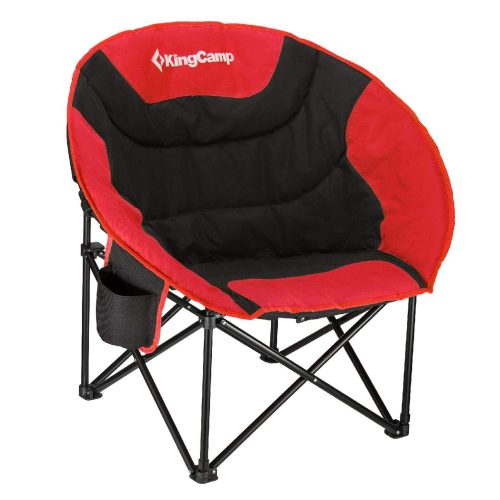 KingCamp Moon Saucer Camping Chair Cup Holder Steel Frame Folding Padded Round Portable Stable with Carry Bag