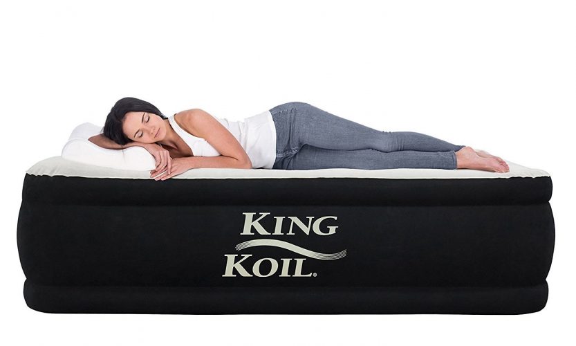 King Koil Twin Size Upgraded Luxury Raised Air Mattress Best Inflatable Airbed with Built-in Pump - Elevated Raised Air Mattress Quilt Top & ONLY Bed with 1-Year Guarantee