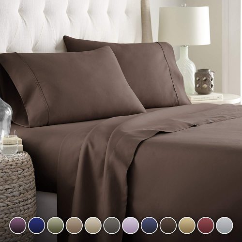 Hotel Luxury Bed Sheets Set- 1800 Series Platinum Collection-Deep Pocket, Wrinkle & Fade Resistant(Queen,Brown)