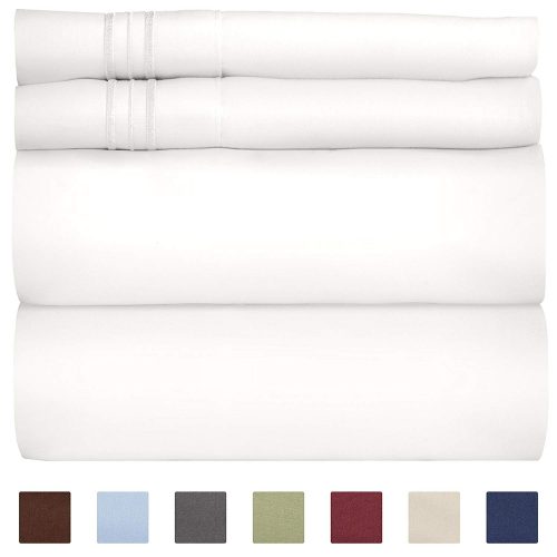 Queen Size Sheet Set - 4 Piece Set - Hotel Luxury Bed Sheets - Extra Soft - Deep Pockets - Easy Fit - Breathable & Cooling Sheets - Wrinkle Free - Comfy - White Bed Sheets - Queens Sheets – 4 PC