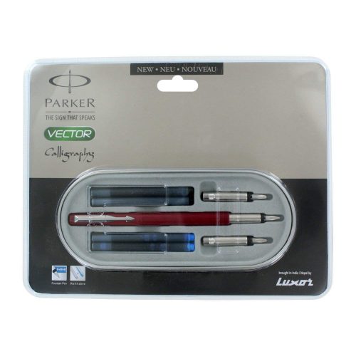 Parker Vector Standard Red CT Calligraphy Fountain Pen Set
