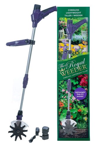 The Royal Weeder Lightweight Electric Tiller and Cultivator with Rechargeable Battery and Charger plus Extra Battery - electric tillers