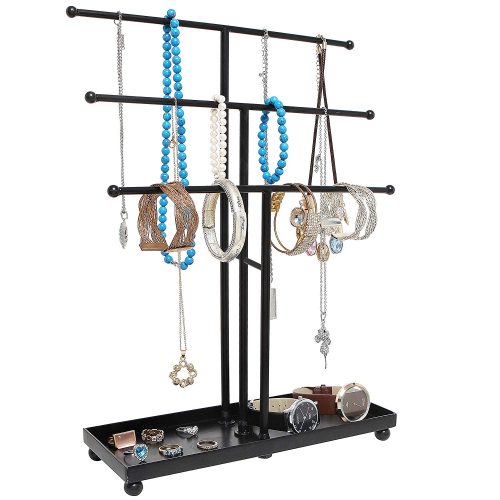 Modern Black Metal 3 Tier Tabletop Bracelet &amp - jewelry stands