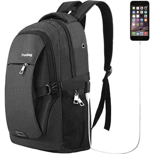 Canvas Laptop Backpack, Waterproof School Backpack With USB Charging Port - College Backpacks For Men And Women